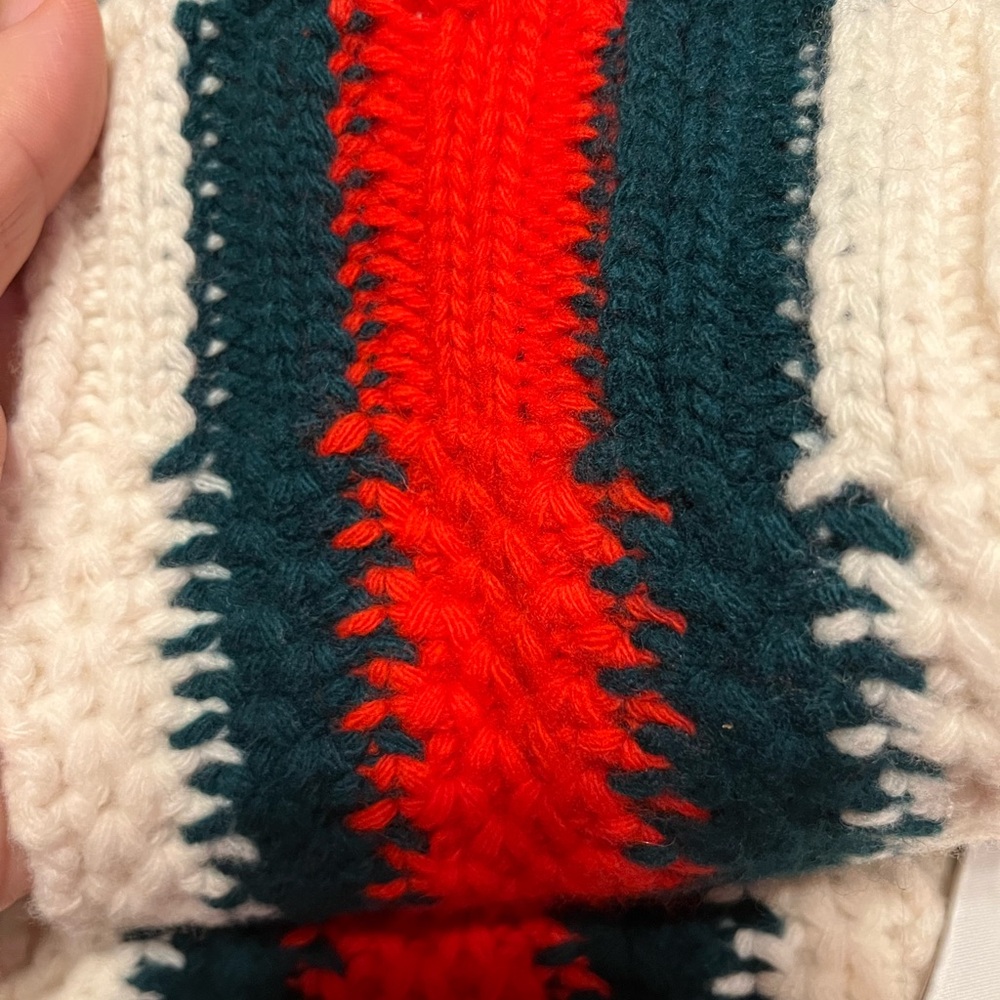 Gucci NWT Sherry Line Green Red White Wool Knit Unisex Scarf - Picture 12 of 12